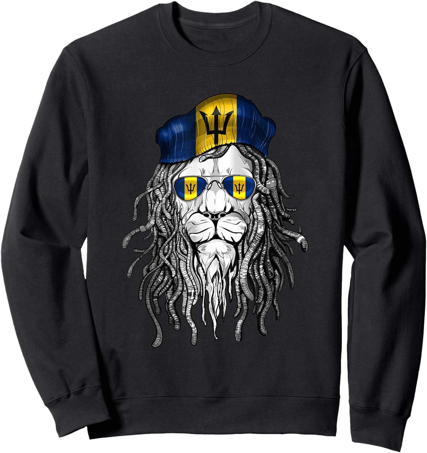 Barbados Flag Lion Sweatshirt - Sweatshirt | Black