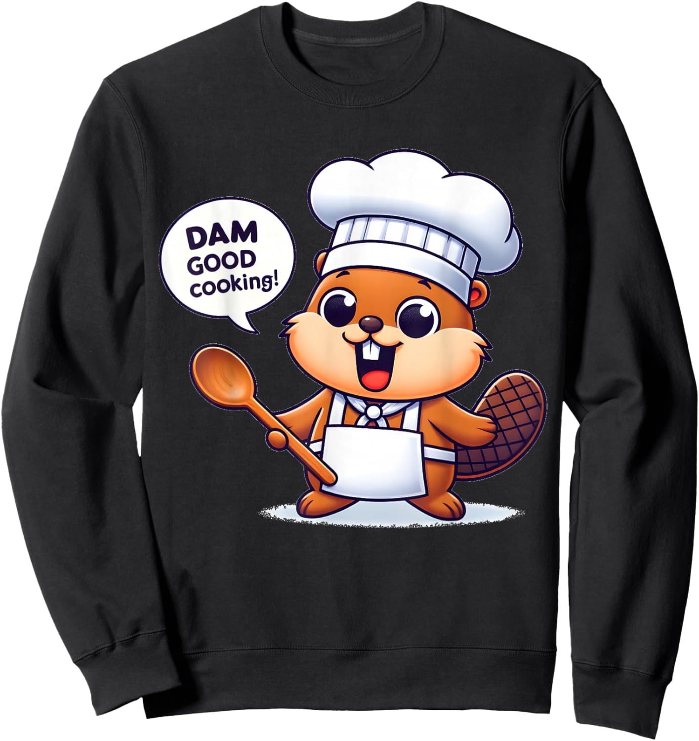 Funny Beaver Chef Humor Animal Lovers Cute Beavers Graphic Sweatshirt - Sweatshirt | Black