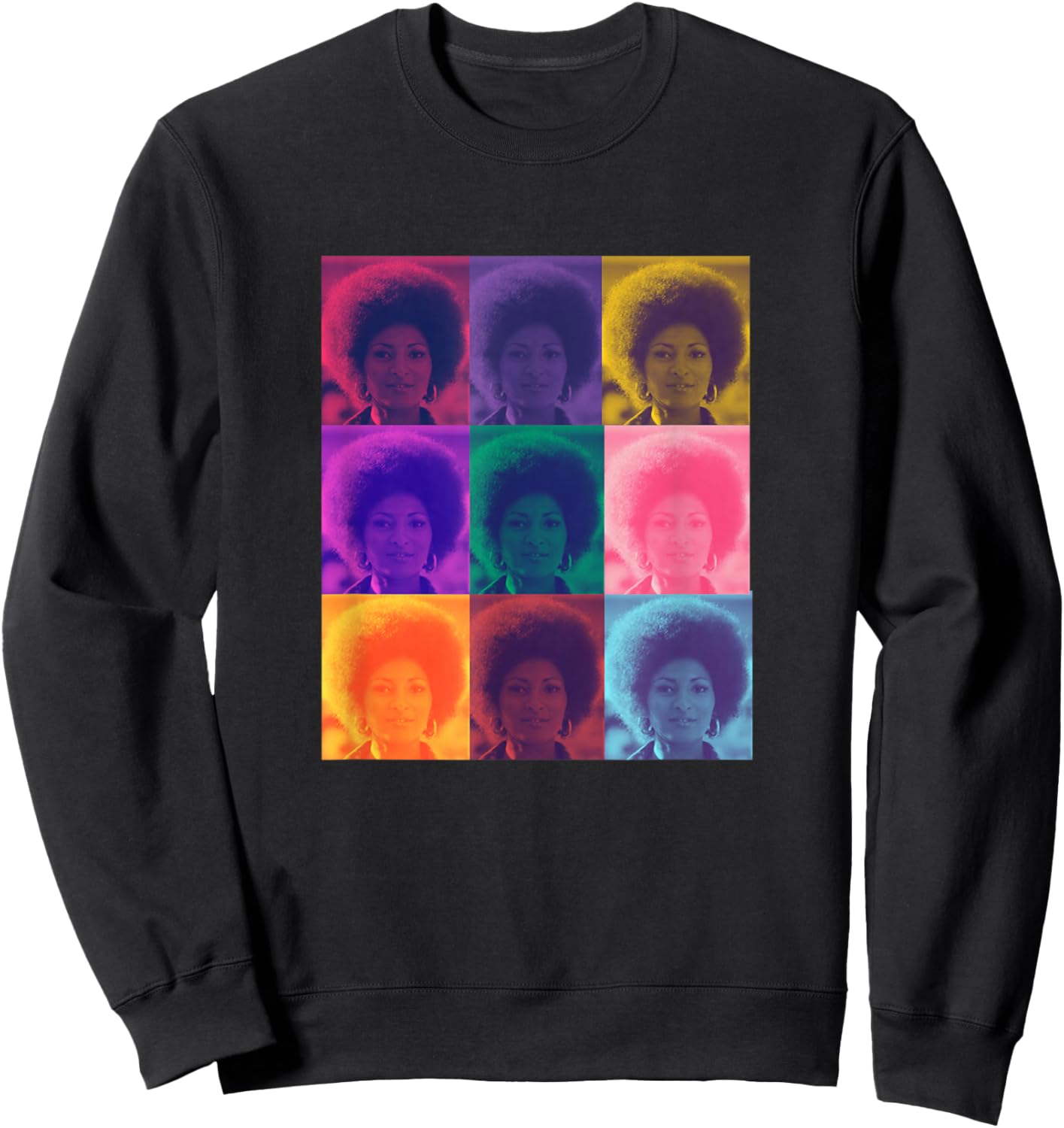 Iconic Hollywood Pam Grier Foxy Brown Women's Classic Fit Black Techno Color Graphic Sweatshirt - Sweatshirt | Black