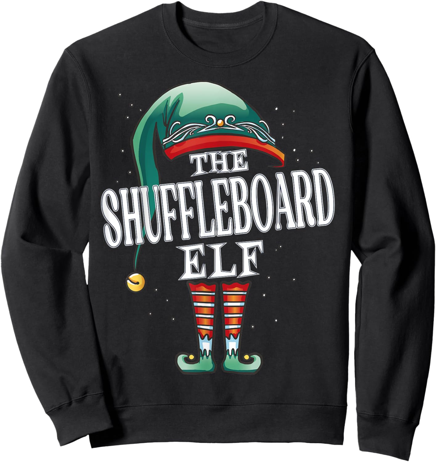 Shuffleboard Elf Christmas Group Xmas Pajama Party Sweatshirt - Sweatshirt | Black