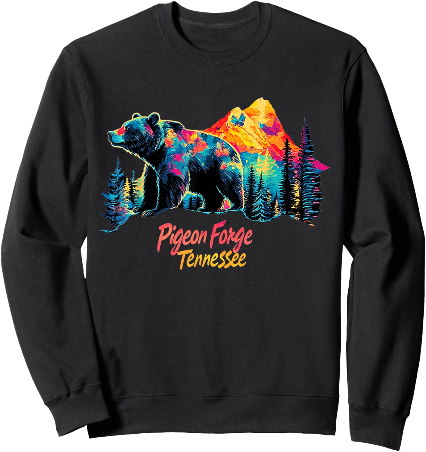 Pigeon Forge Tennessee Mountains Bear USA Hiking Souvenir TN Sweatshirt - Sweatshirt | Black