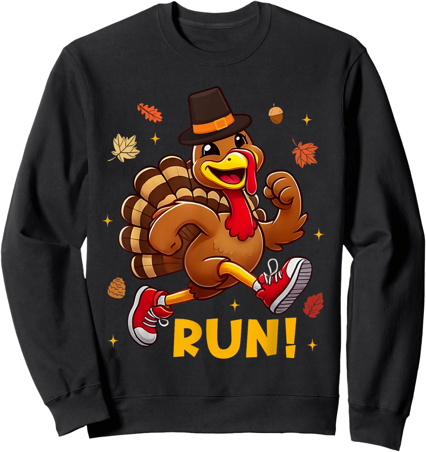 Turkey Run Costume Thanksgiving Funny Running Turkey Trot Sweatshirt - Sweatshirt | Black