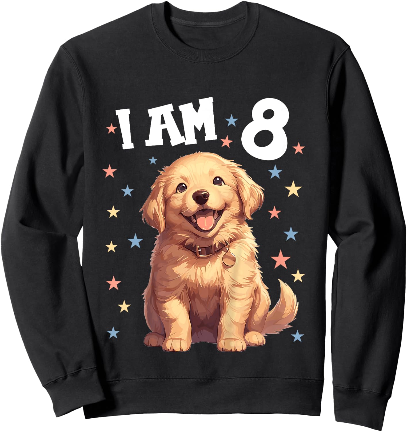 Kids 8 Years old 8th birthday Golden Retrievers Golden Retriever Sweatshirt - Sweatshirt | Black
