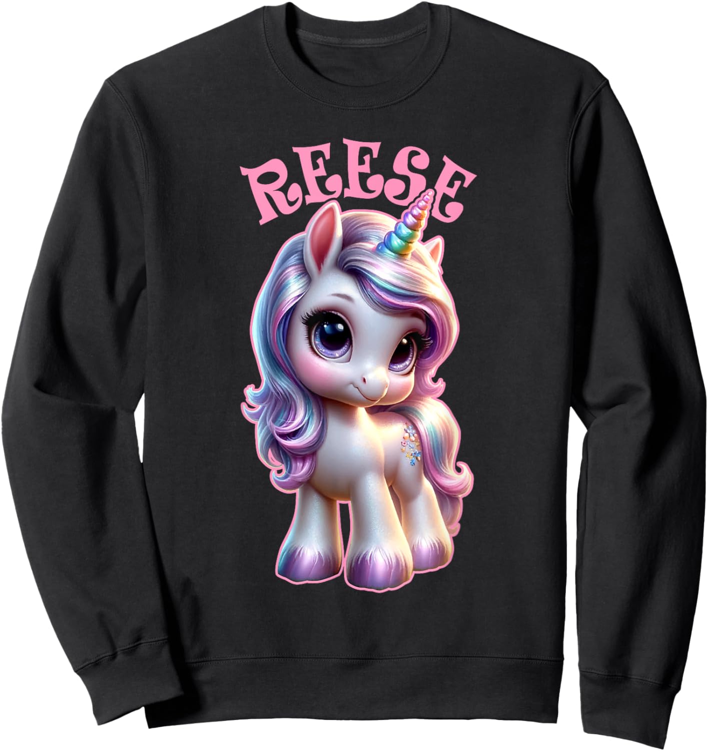 Reese Cute Unicorn Design for Girls Name Reese Sweatshirt - Sweatshirt | Black