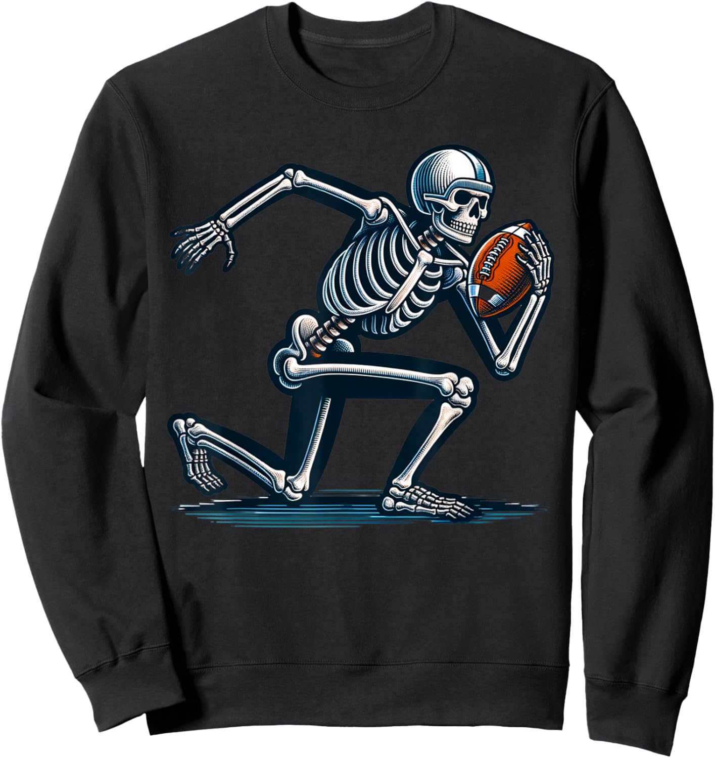 American Football Skeleton Boys Men Football Fan Halloween Sweatshirt - Sweatshirt | Black