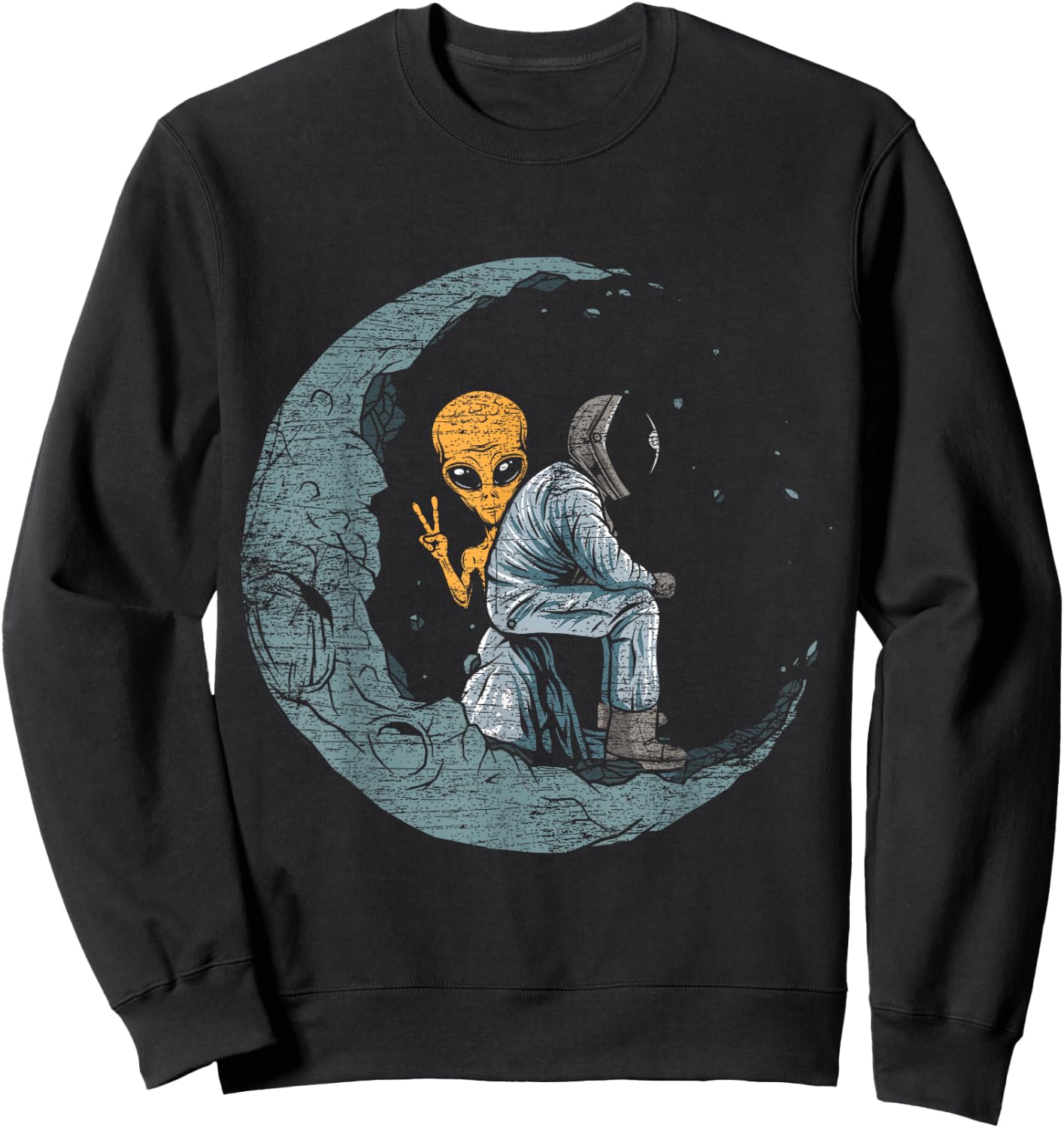 Planets Moon Spaceship Astronaut Sweatshirt - Sweatshirt | Black