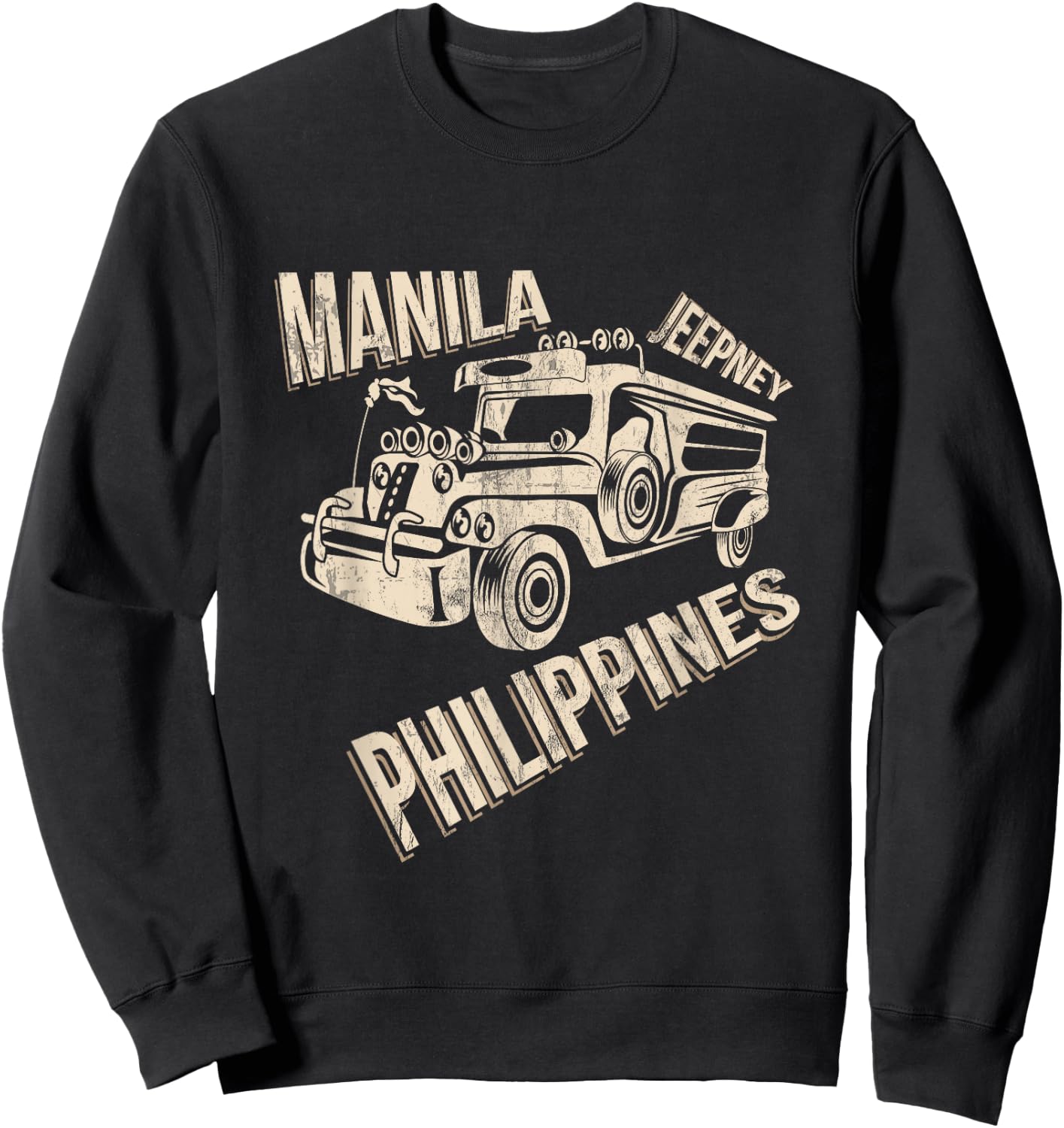 Manila Retro Philippines Jeepney Sweatshirt - Sweatshirt | Black