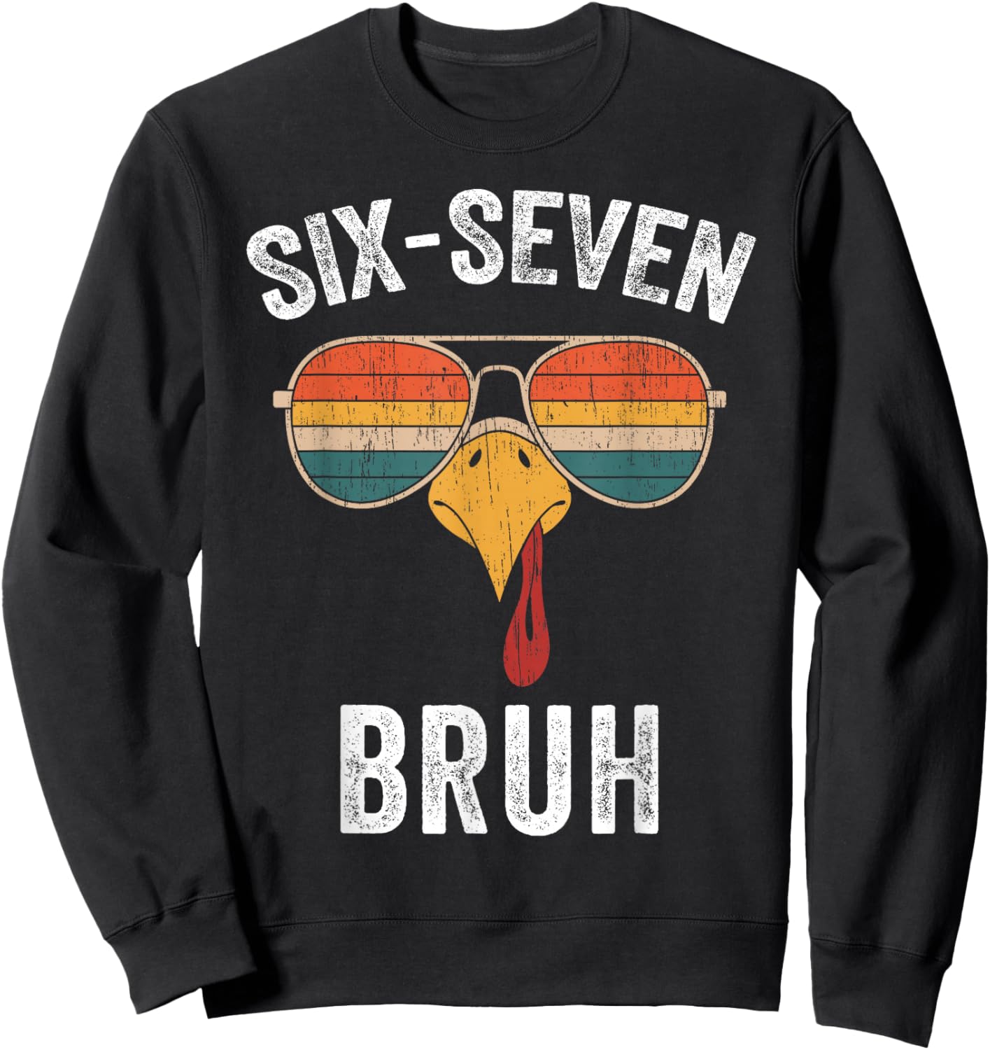 67 Thanksgiving Meme Funny Six Seven Bruh Turkey Boys Kids Sweatshirt - Sweatshirt | Black