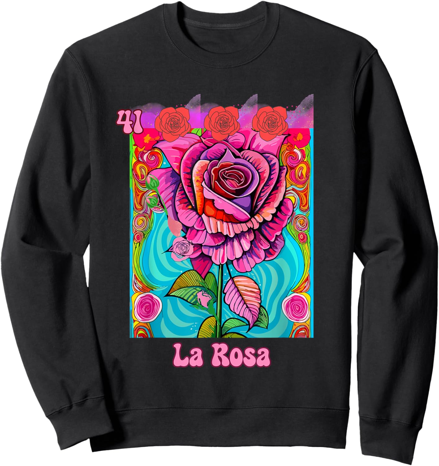 La Rosa, the Rose, Mexican bingo card in a traditional game. Sweatshirt - Sweatshirt | Black