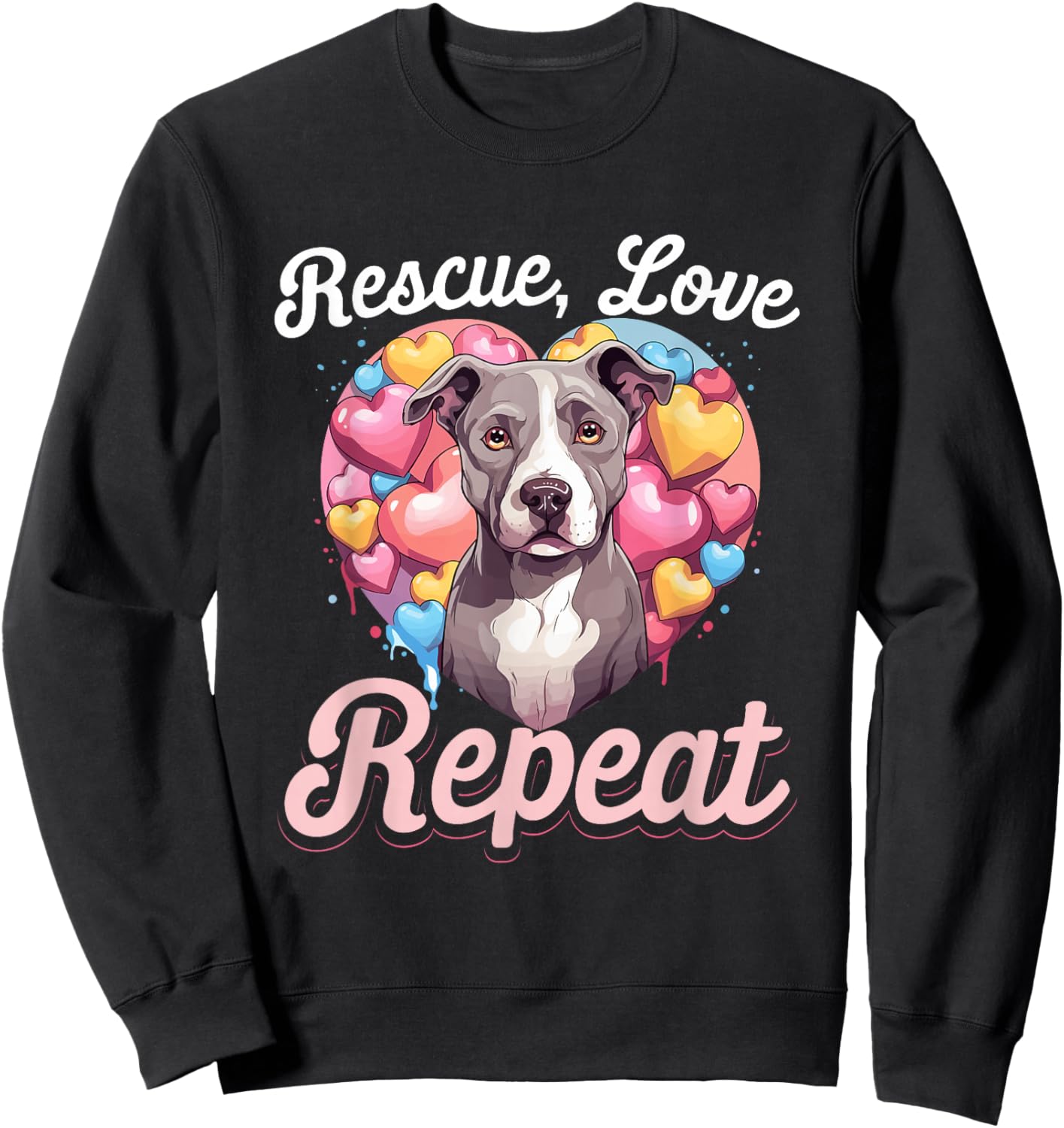 Pitbull Pittie - Rescue Love Repeat Sweatshirt - Sweatshirt | Black