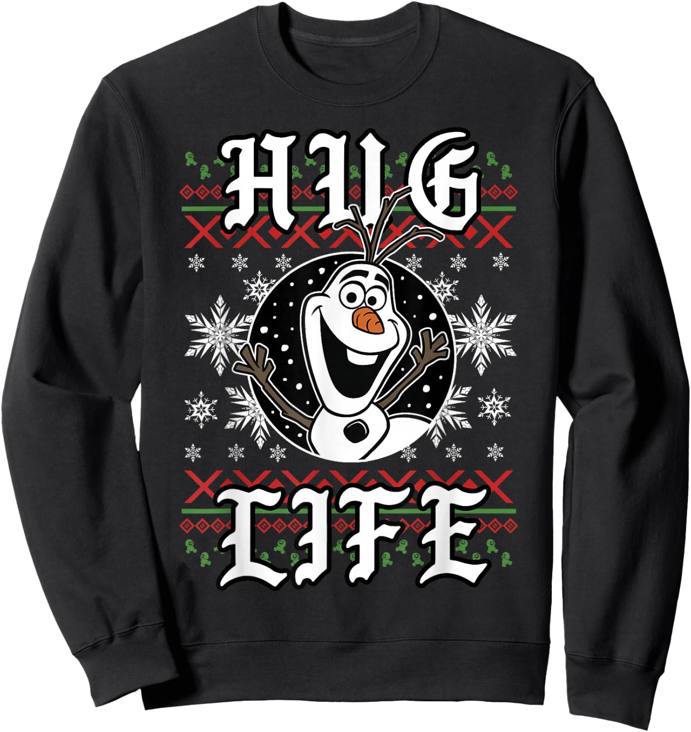 Disney Frozen Olaf Hug Life Ugly Christmas Sweater Style Sweatshirt - Sweatshirt | Black