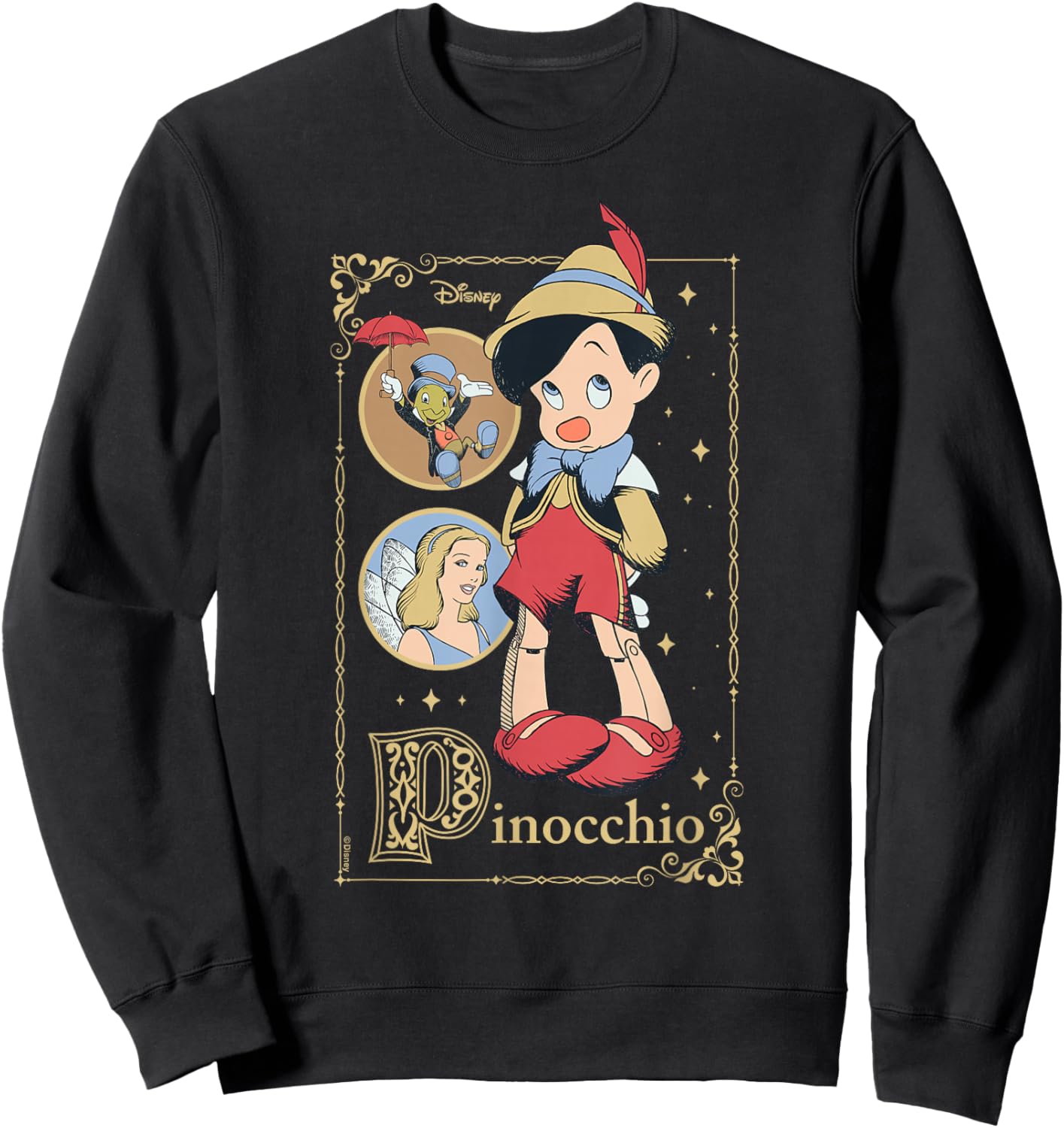 Pinocchio - Jiminy Cricket Blue Fairy Group Sweatshirt - Sweatshirt | Black