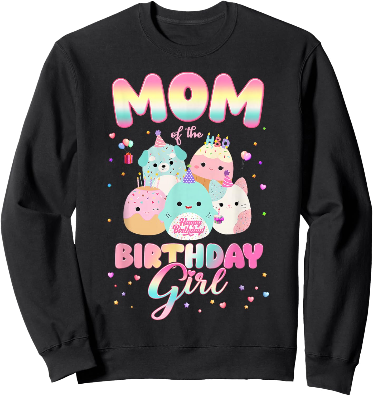 Birthday Family Party Squish Squad Mom Of The Birthday Girl Sweatshirt - Sweatshirt | Black