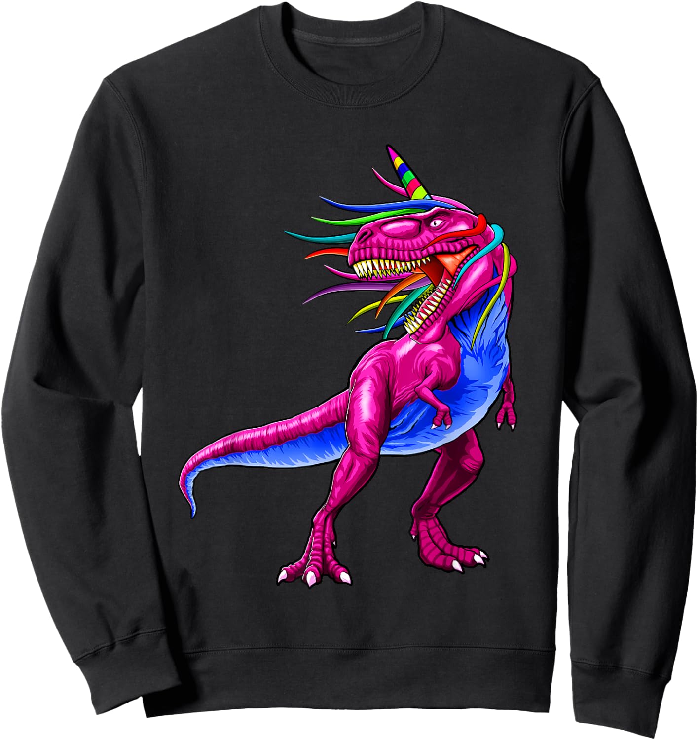 Unicorn Dinosaur T Rex Shirt Gift Women Men Kids Girl Boy Sweatshirt - Sweatshirt | Black