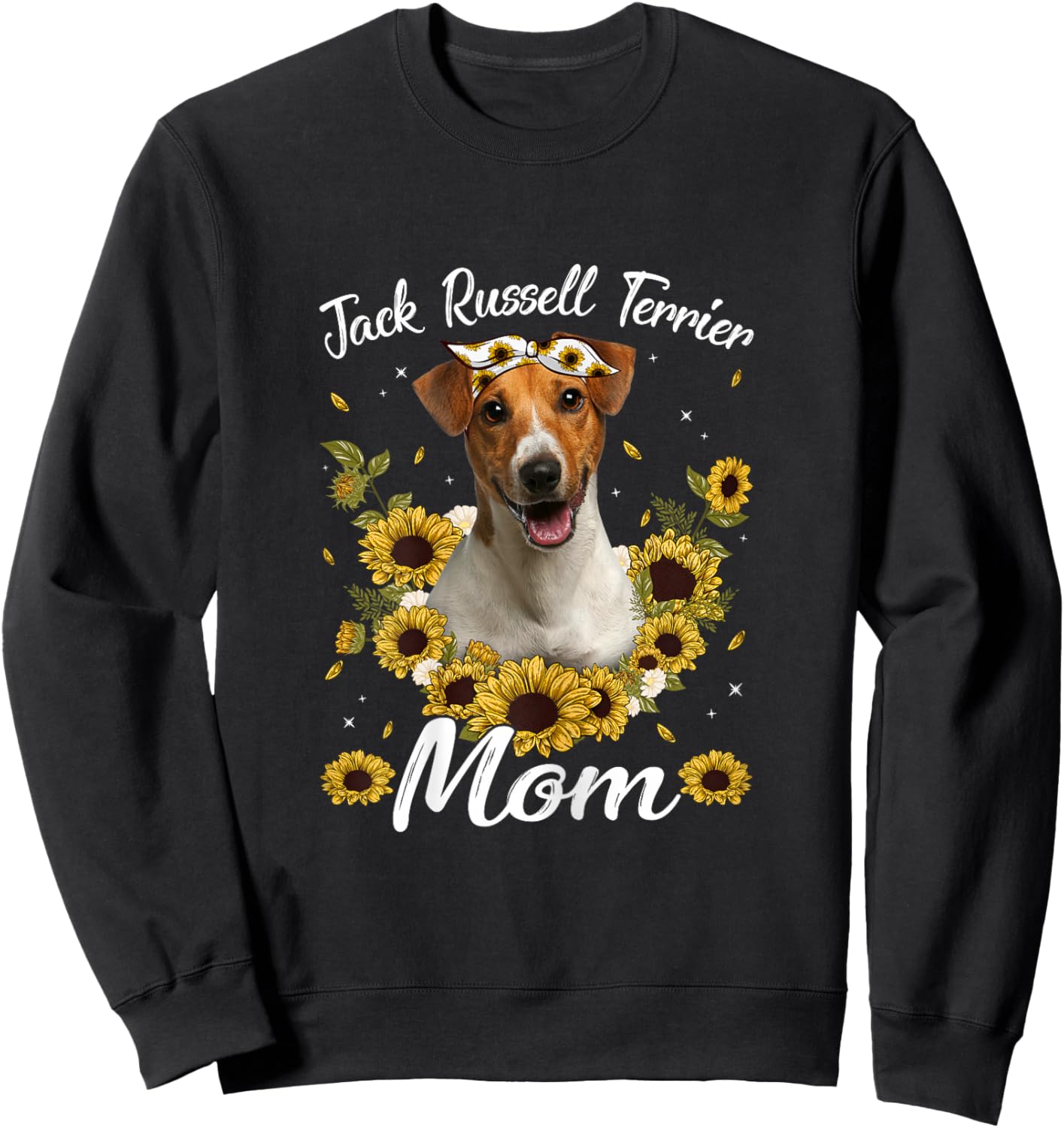 Cute Jack Russell Terrier Mom Sunflower Dog Mom Mother's Day Sweatshirt - Sweatshirt | Black