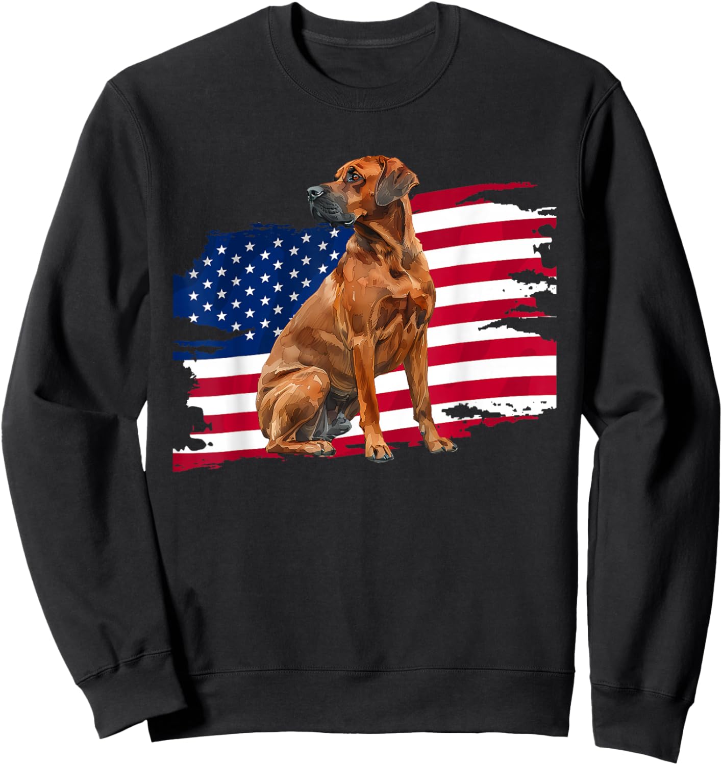 USA Flag 4th Patriotic Rhodesian Ridgeback Lover Sweatshirt - Sweatshirt | Black
