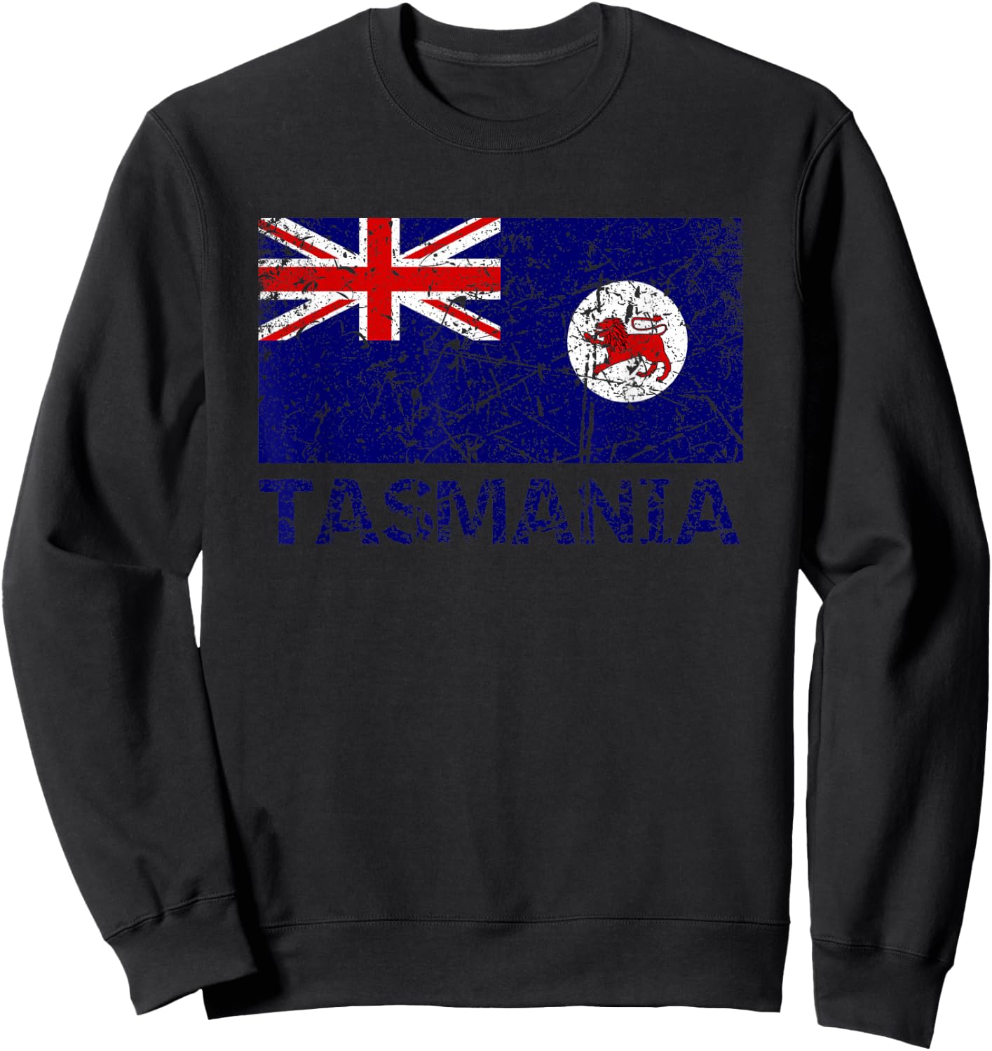Tasmanian Flag Of Tasmania Distressed Men Women Kids Tassie Sweatshirt - Sweatshirt | Black