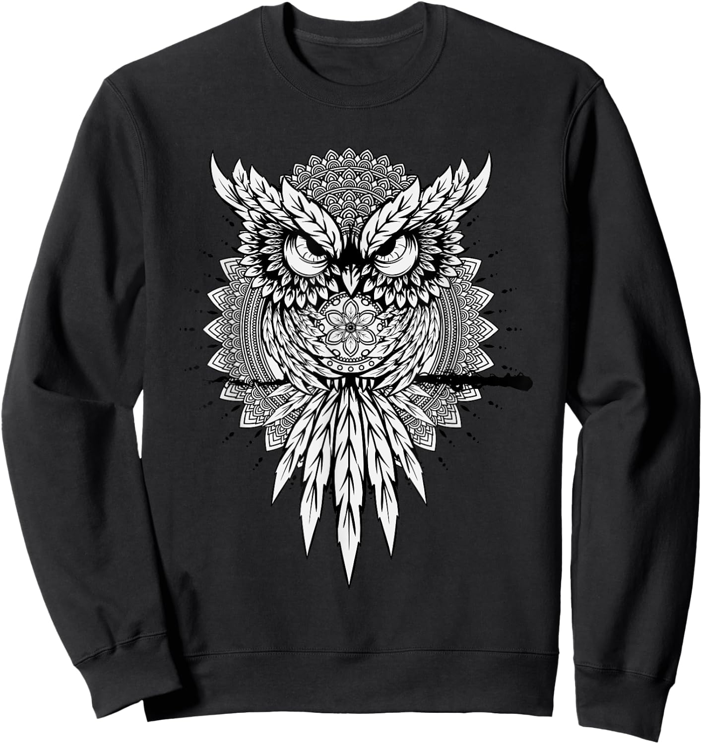 Spiritual Owl Mandala Forest Night Wisdom Sweatshirt - Sweatshirt | Black