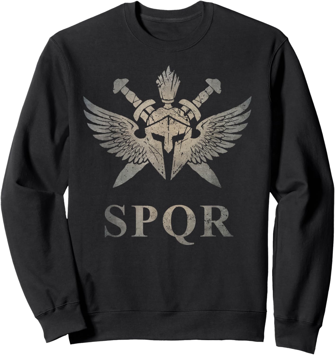 SPQR Roman Legion Soldier Gladiator Swords Eagle Wing Helmet Sweatshirt - Sweatshirt | Black
