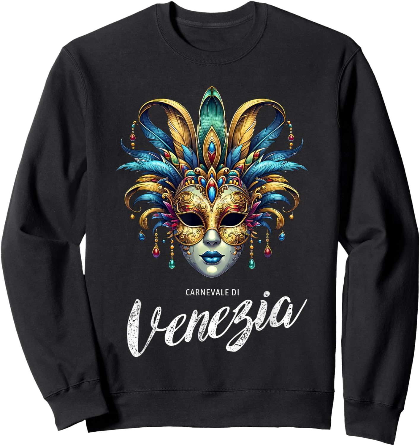Carnevale di Venezia Carnival of Venice Traditional Mask Sweatshirt - Sweatshirt | Black