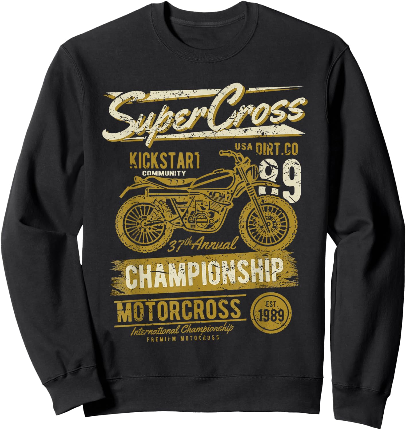 Retro Dirt Bike Supercross Motocross Vintage Design Sweatshirt - Sweatshirt | Black