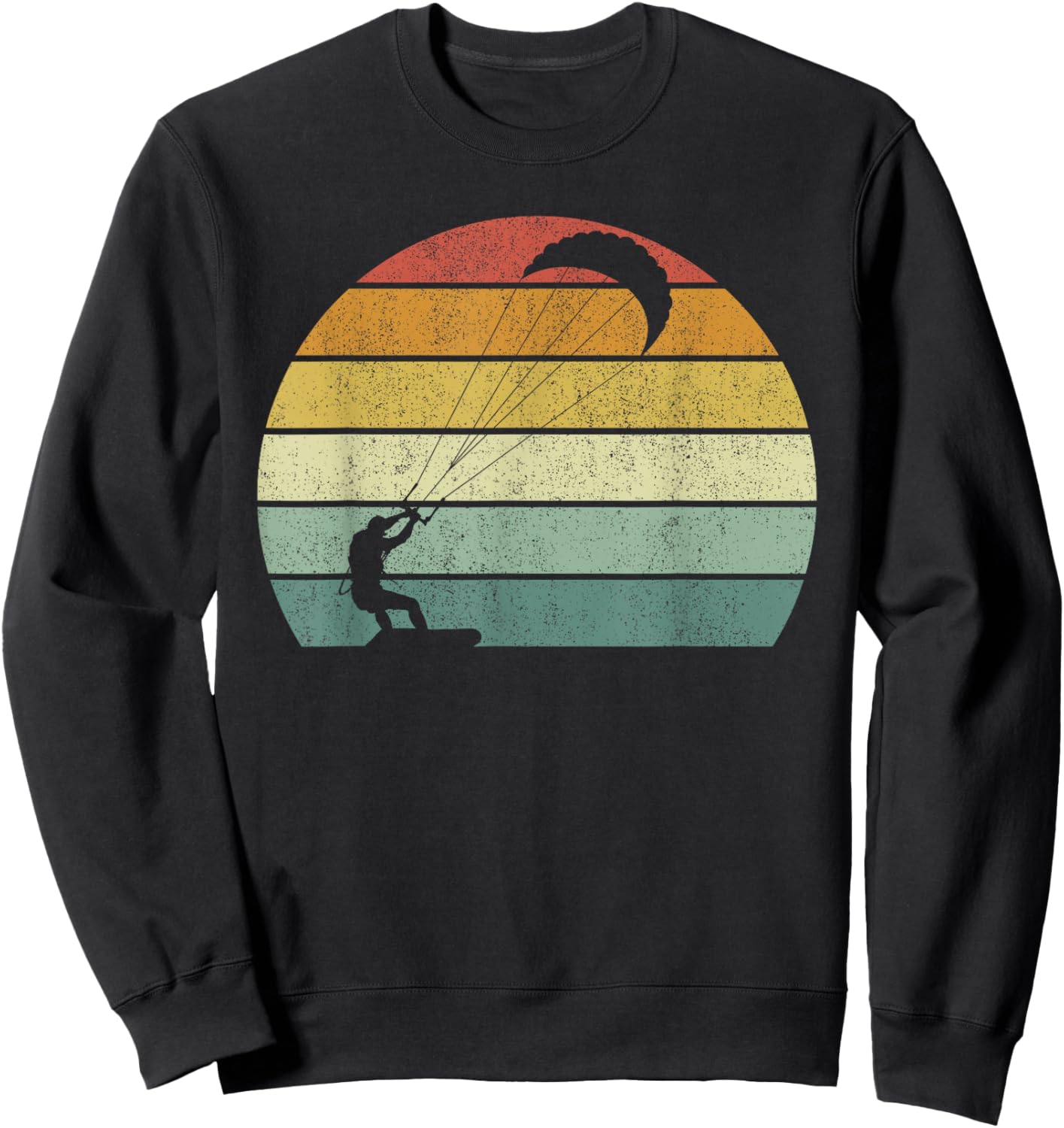 Vintage Retro Kiteboarding Shirt Kitesurfing Kitesurf Gift Sweatshirt - Sweatshirt | Black