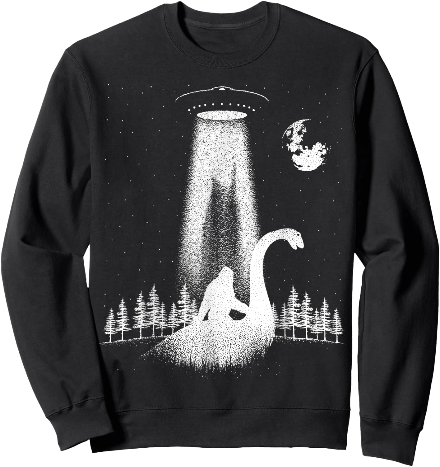 Bigfoot Riding Loch Ness Monster Nessie Funny Sasquatch Ufo Sweatshirt - Sweatshirt | Black