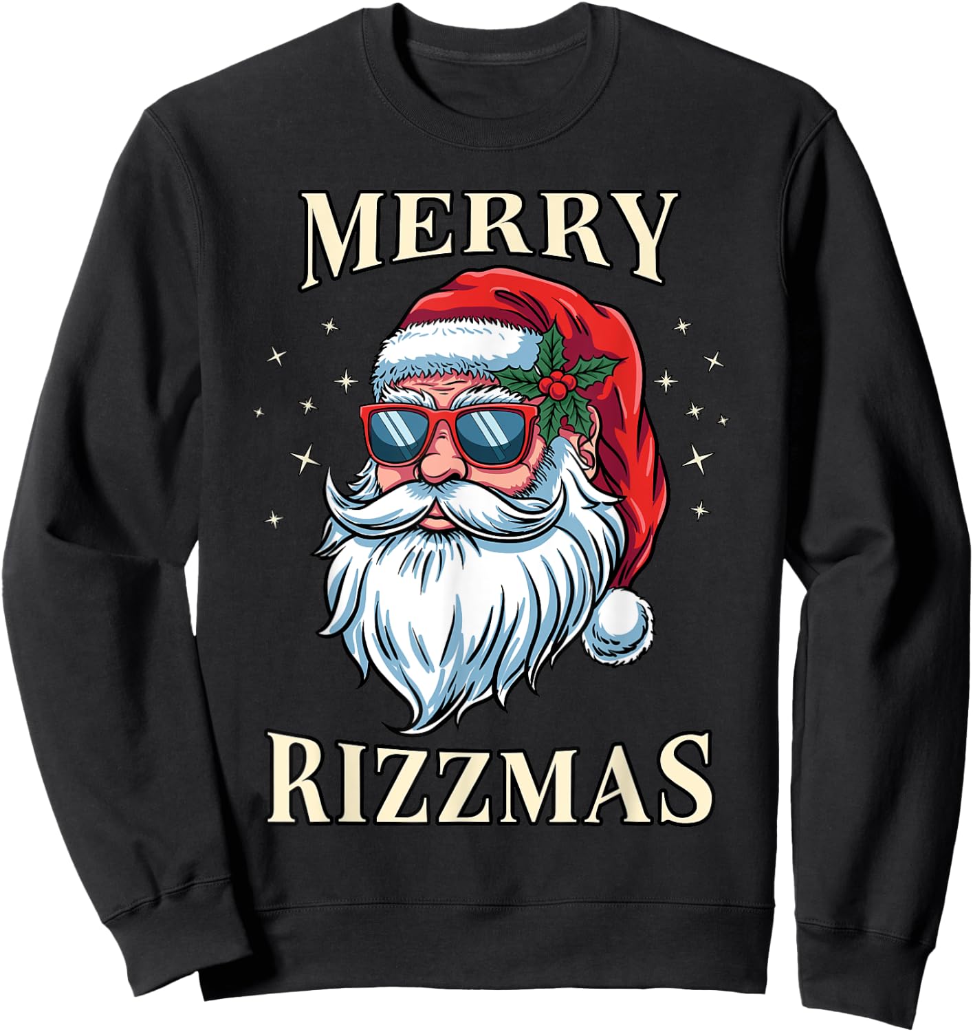Merry Rizzmas Christmas Santa Claus Rizz Xmas Costume Funny Sweatshirt - Sweatshirt | Black