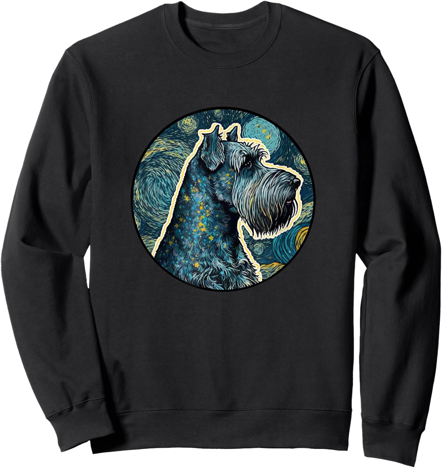 Standard Schnauzer Starry Night Painting Dog Mom Dad Sweatshirt - Sweatshirt | Black