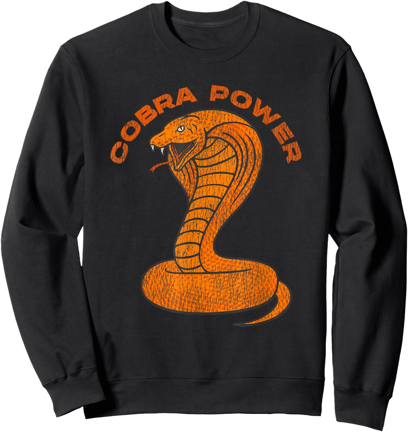 Vintage Distressed King Cobra Power Snake Muscle Car Karate Sweatshirt - Sweatshirt | Black