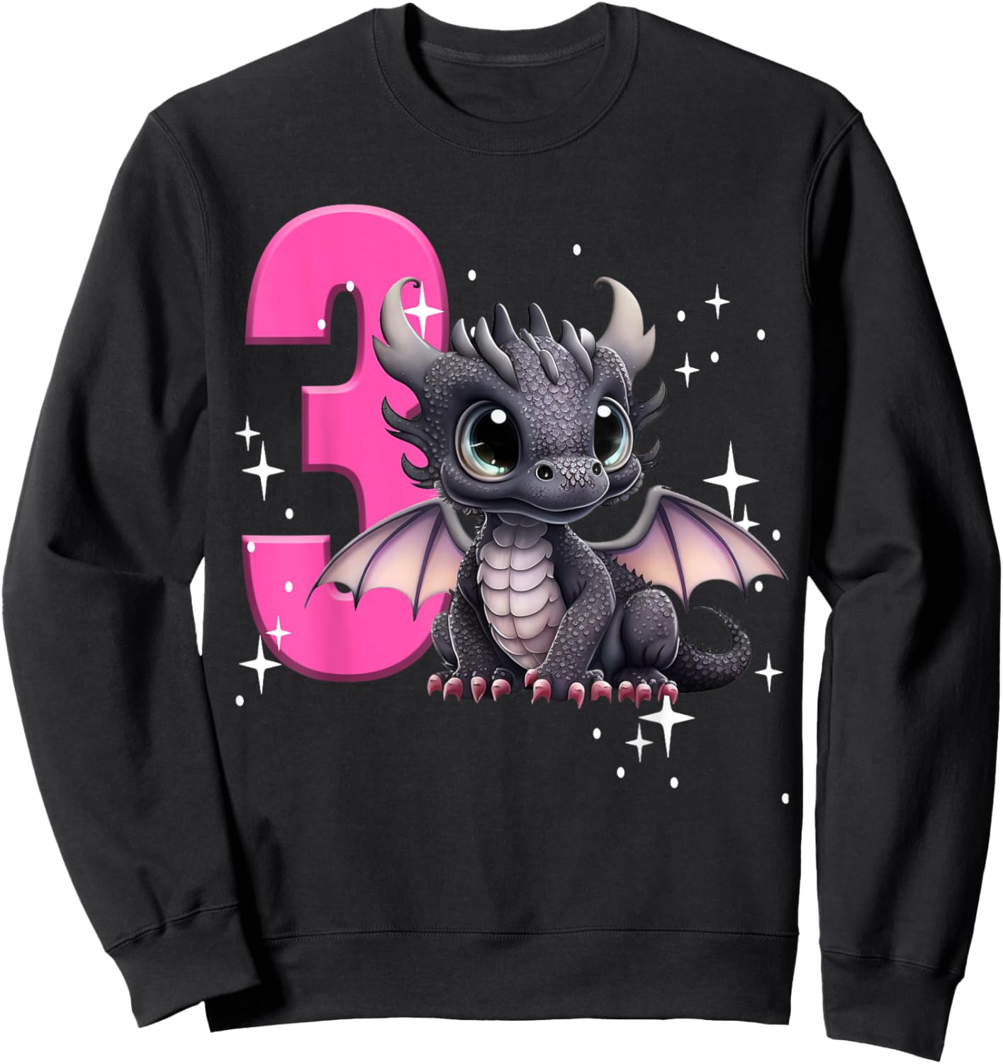 3rd Birthday Shirt Dragon Party Birthday Girl Toddler Three Sweatshirt - Sweatshirt | Black