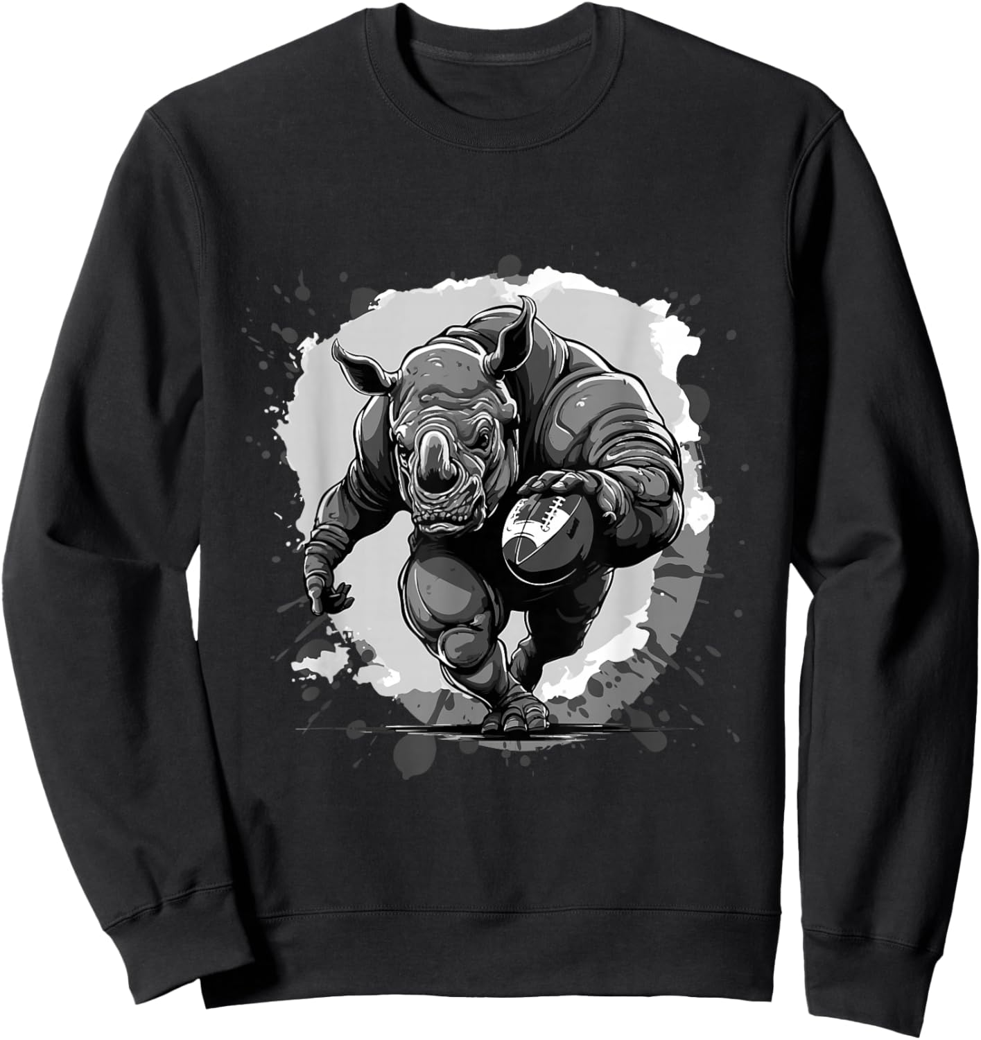 Rhino Playing American Football Sport Sweatshirt - Sweatshirt | Black