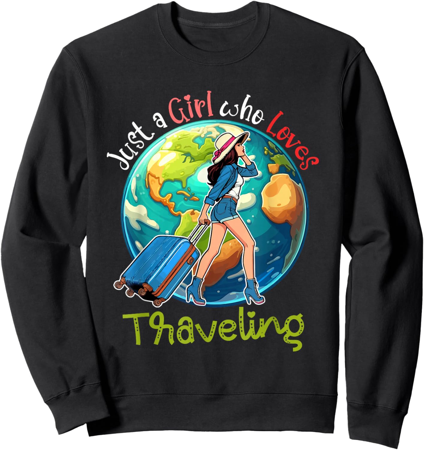 A Girl Loves Traveling Costume Men Matching Travel Lover Sweatshirt - Sweatshirt | Black