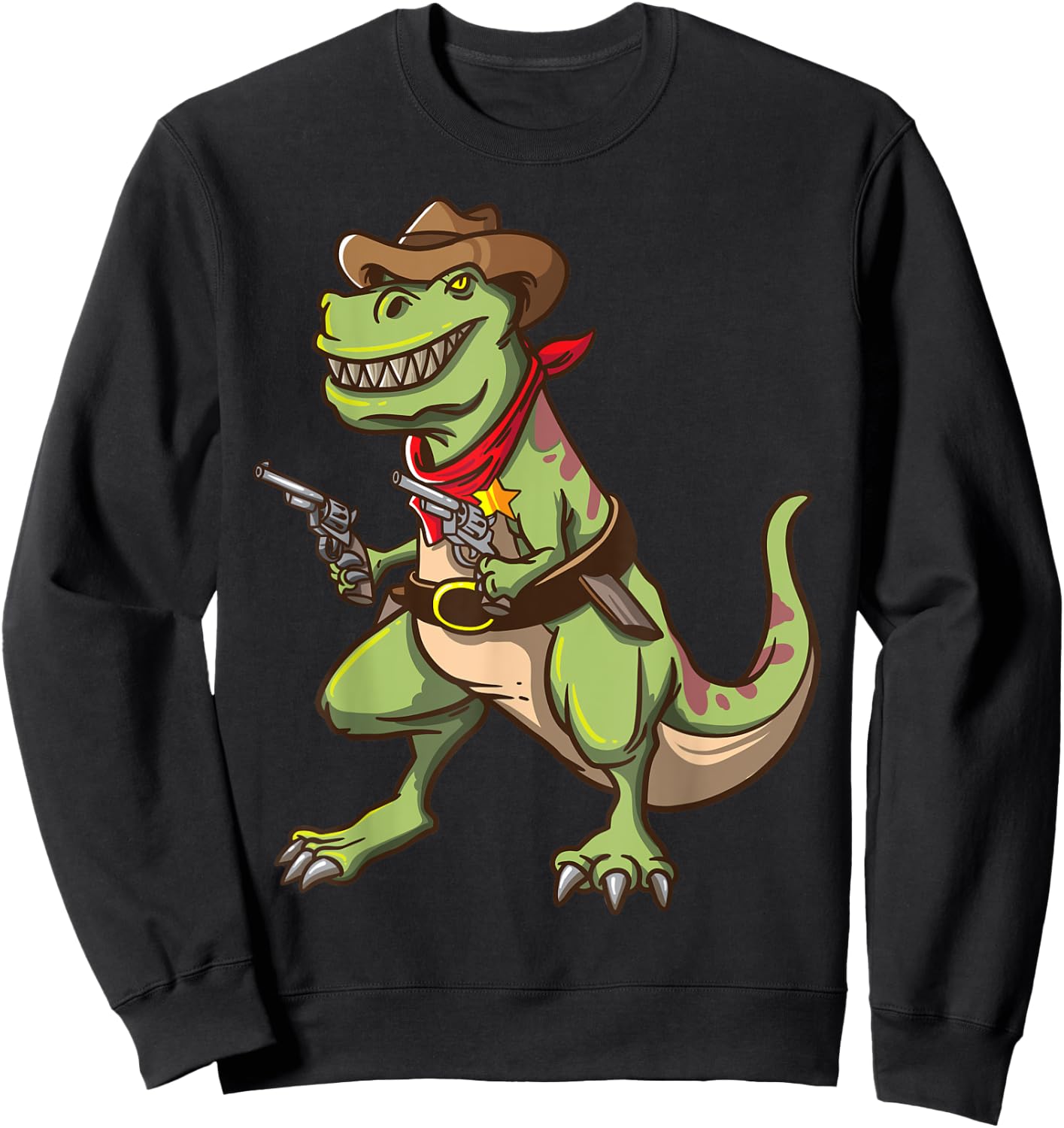 Cowboy T Rex Dinosaur Kids Shirt Wild West Country Boys Gift Sweatshirt - Sweatshirt | Black