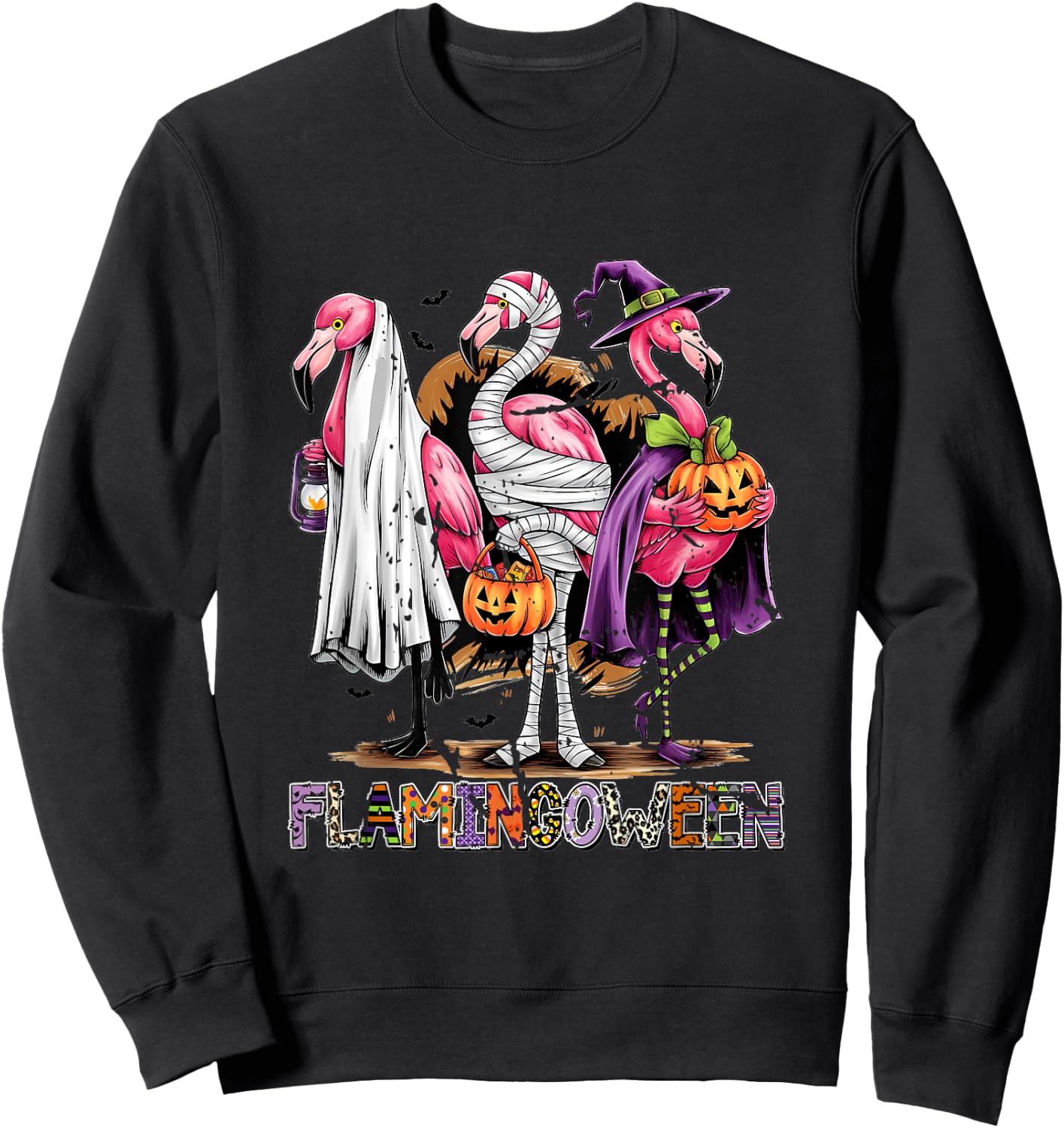 Halloween Flamingoween Ween Spooky Flamingo Sweatshirt - Sweatshirt | Black