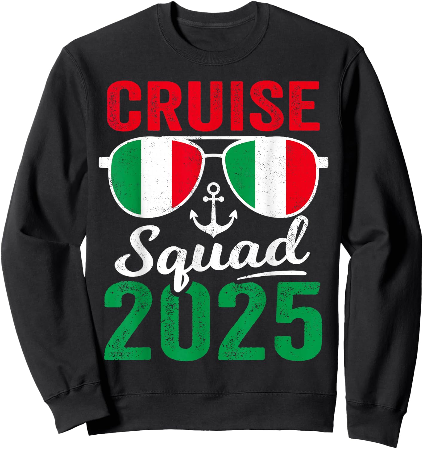 Italy Cruise Squad 2025 Summer Vacation Matching Family Sweatshirt - Sweatshirt | Black