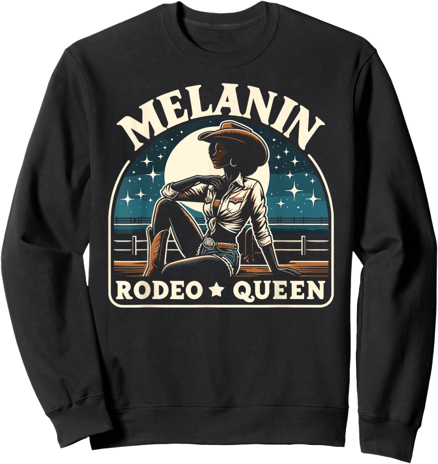 Melanin Rodeo Queen, Country African American Cowgirl Sweatshirt - Sweatshirt | Black