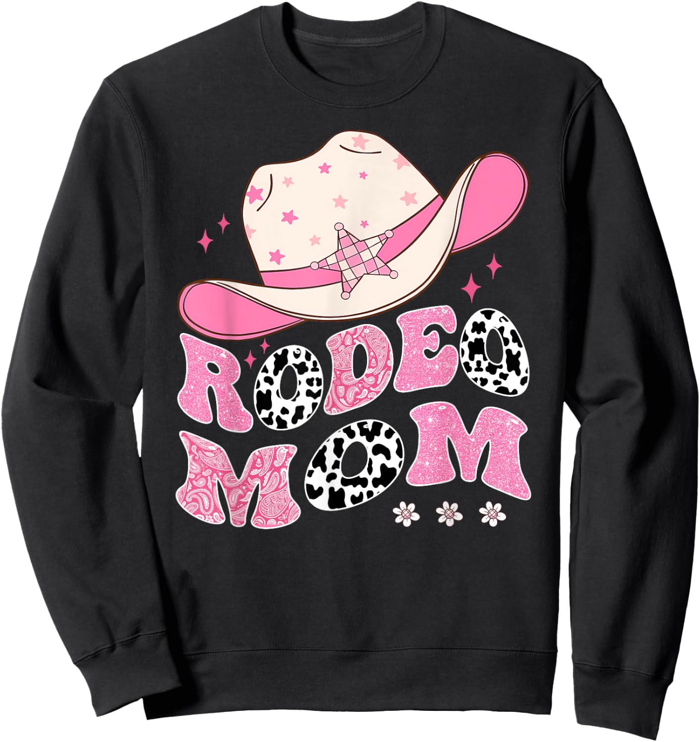 Rodeo Mom Pink CowGirl 1St Birthday Family Matching Sweatshirt - Sweatshirt | Black
