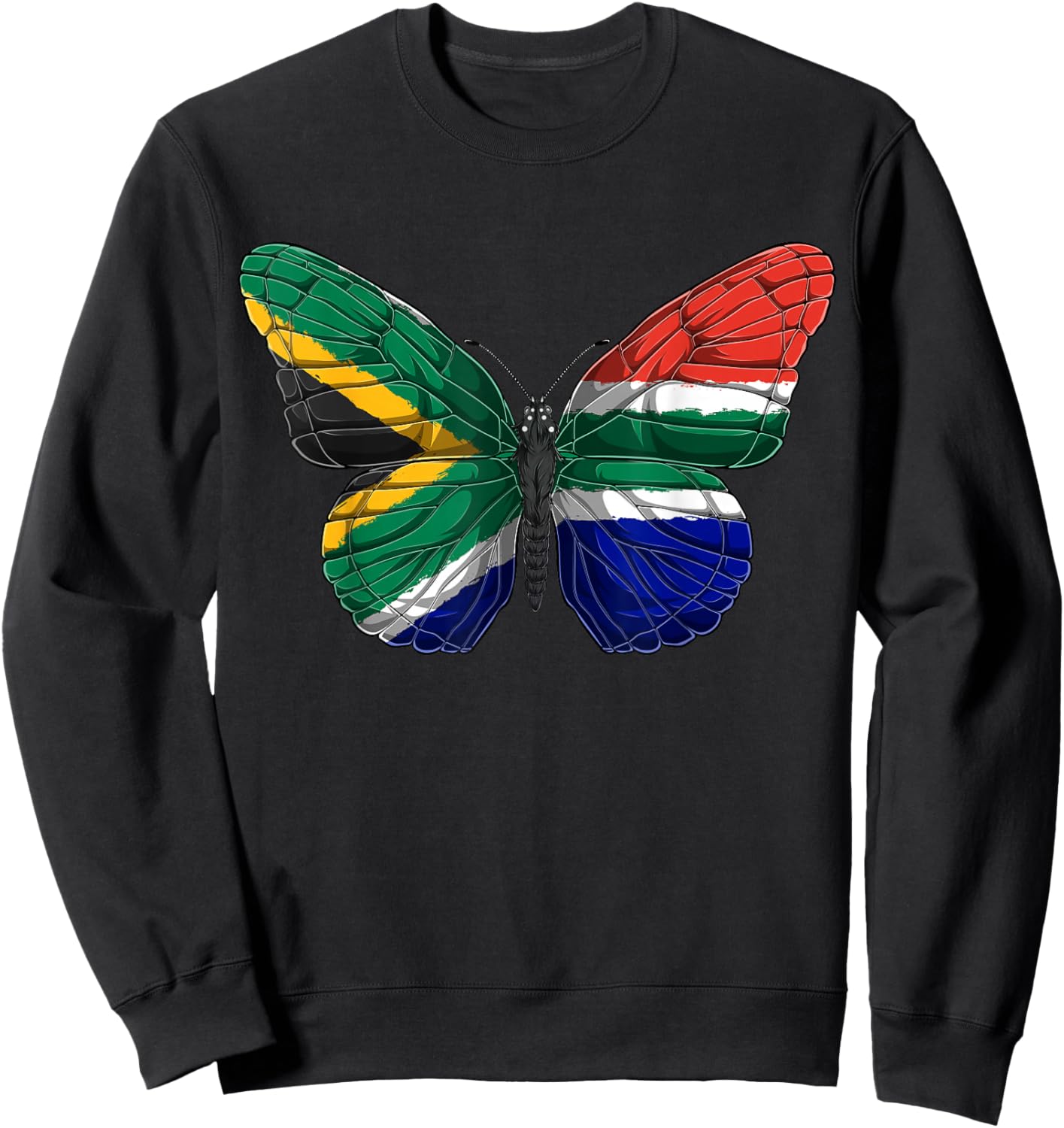 South Africa Butterfly Shirt Patriotic South African Flag Sweatshirt - Sweatshirt | Black