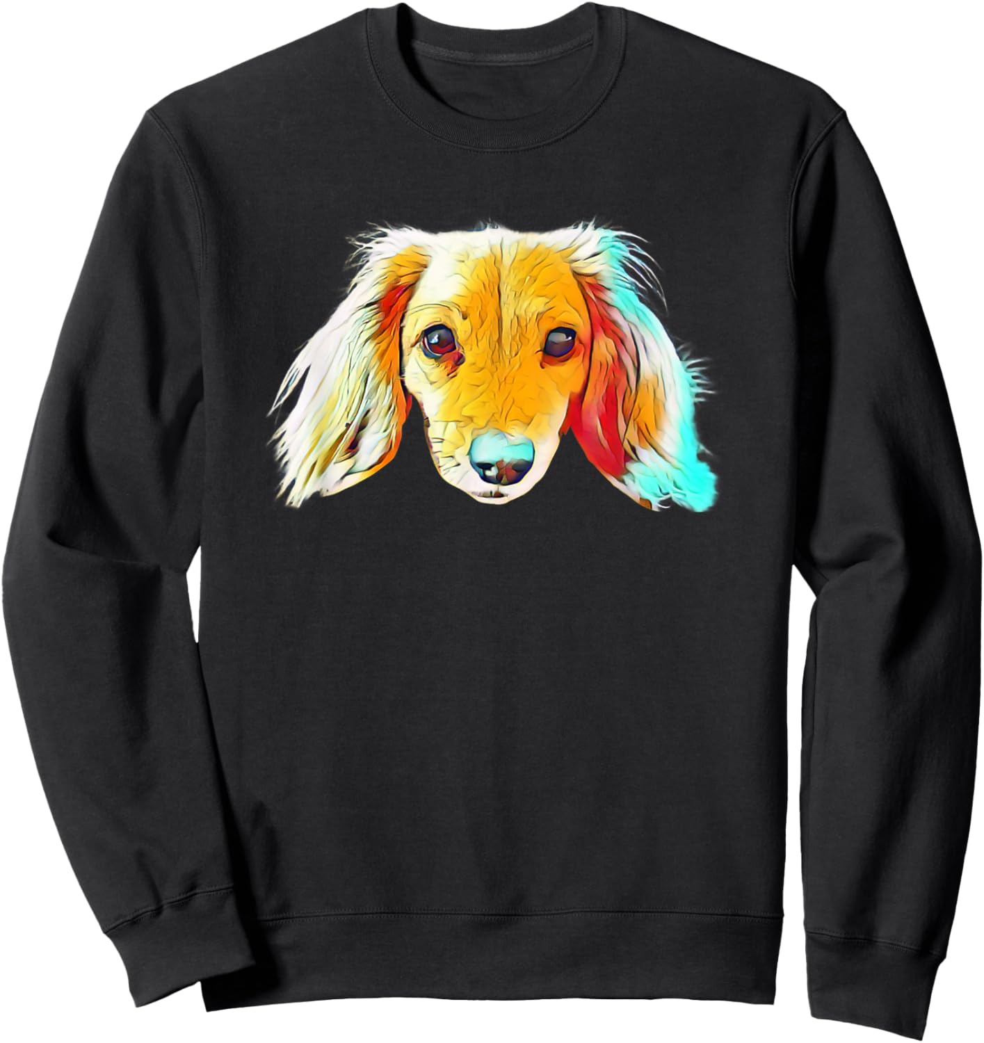 Colorful Cute Dachshund Dog Face - Adorable Dog - For Humans Sweatshirt - Sweatshirt | Black