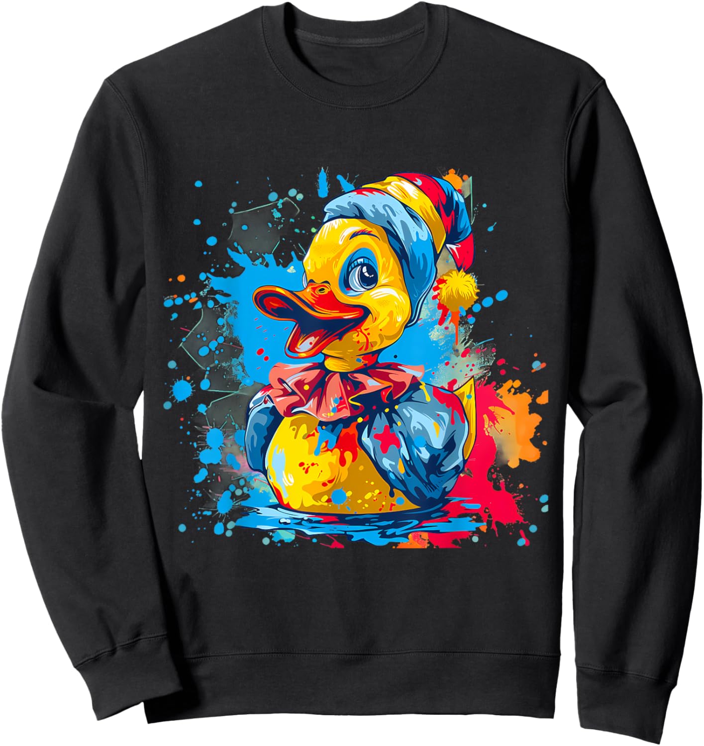 Rubber Duck Clown Rubber Duckling Rubber Duckie Watercolor Sweatshirt - Sweatshirt | Black
