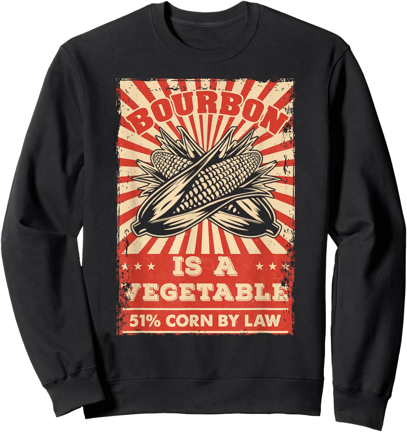 Vintage Bourbon Whisky Saying Bourbon is a Vegetable Sweatshirt - Sweatshirt | Black