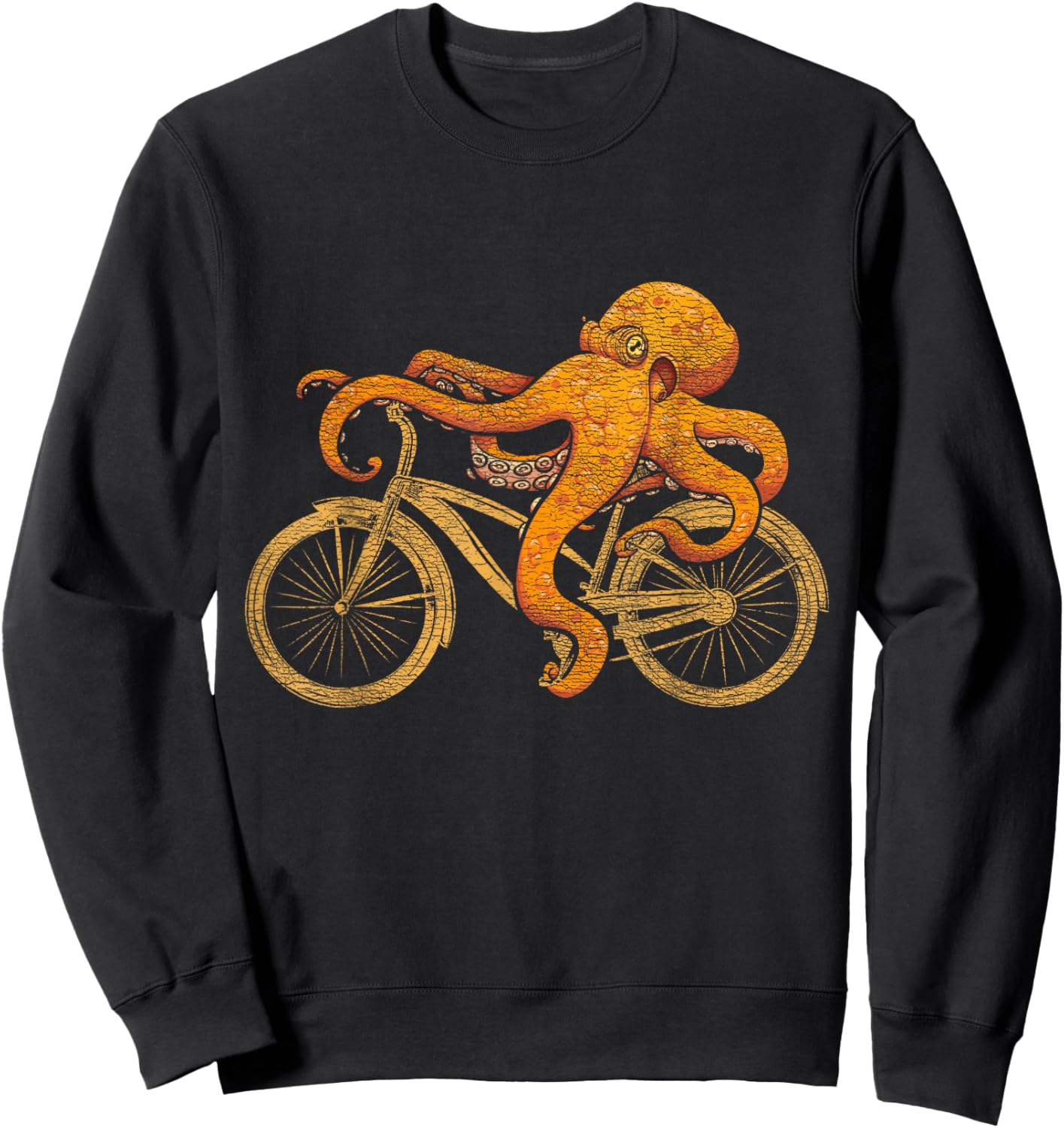 Octopus Riding Bicycle Octopus Sweatshirt - Sweatshirt | Black