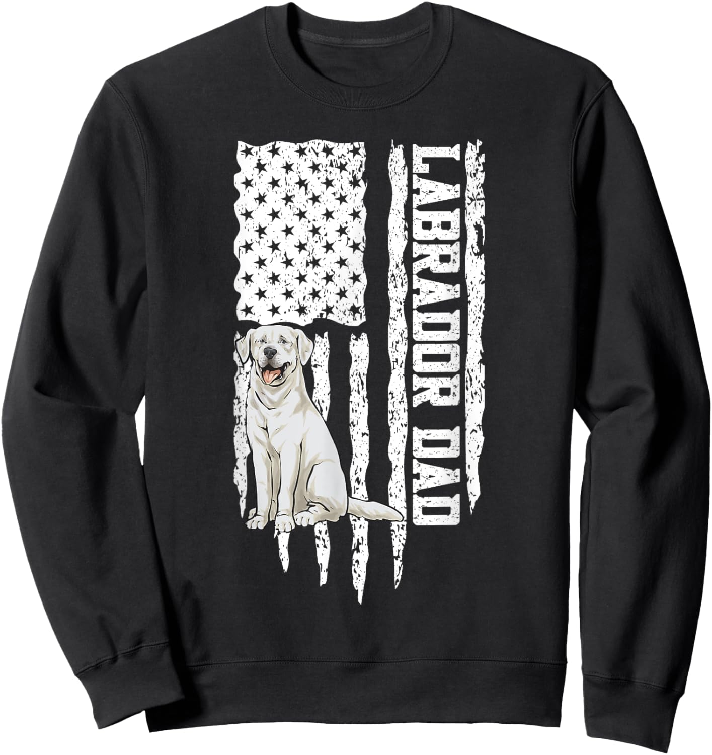 White Labrador Dad American Flag White Lab Sweatshirt - Sweatshirt | Black
