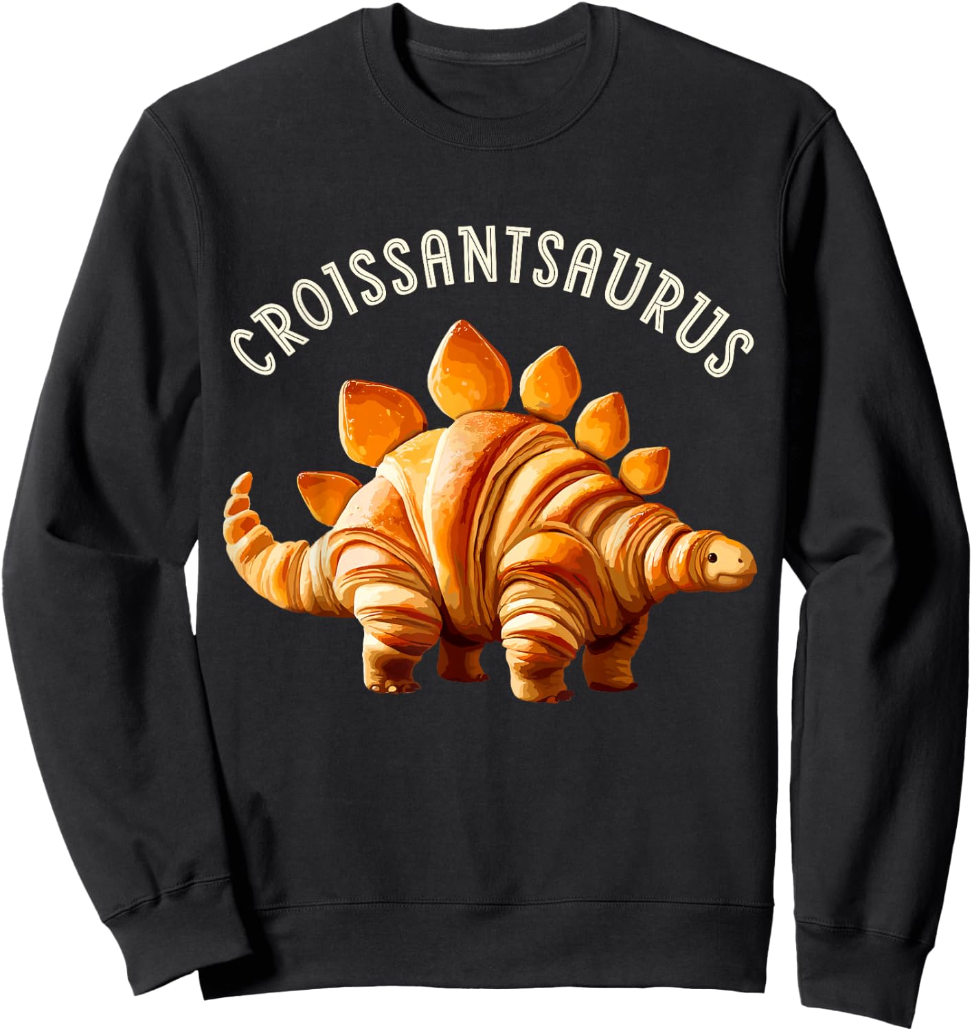 Dinosaur Croissant Bakery Lovers Men Women Boys Girls Kids Sweatshirt - Sweatshirt | Black