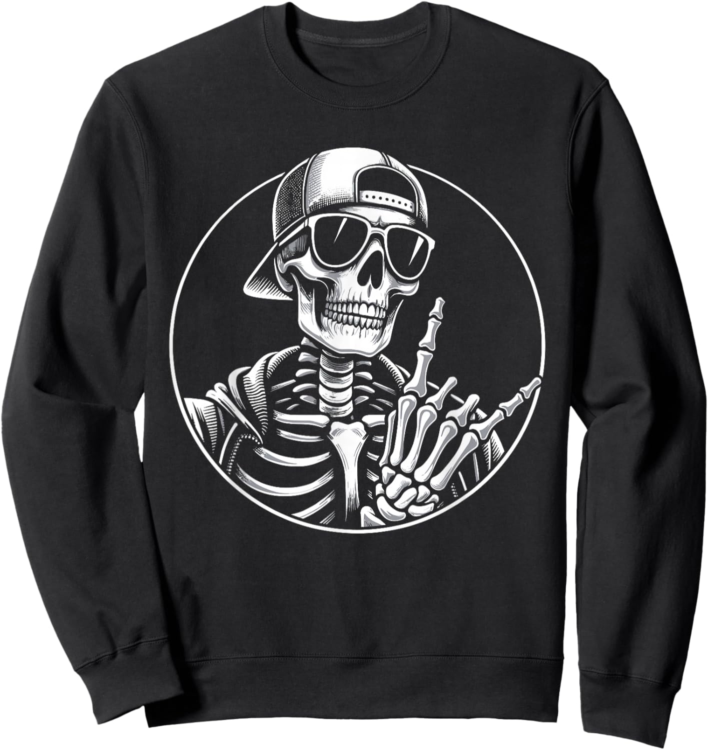 Rock Hand Skeleton, Rocker & Rock Music Festival, Halloween Sweatshirt - Sweatshirt | Black
