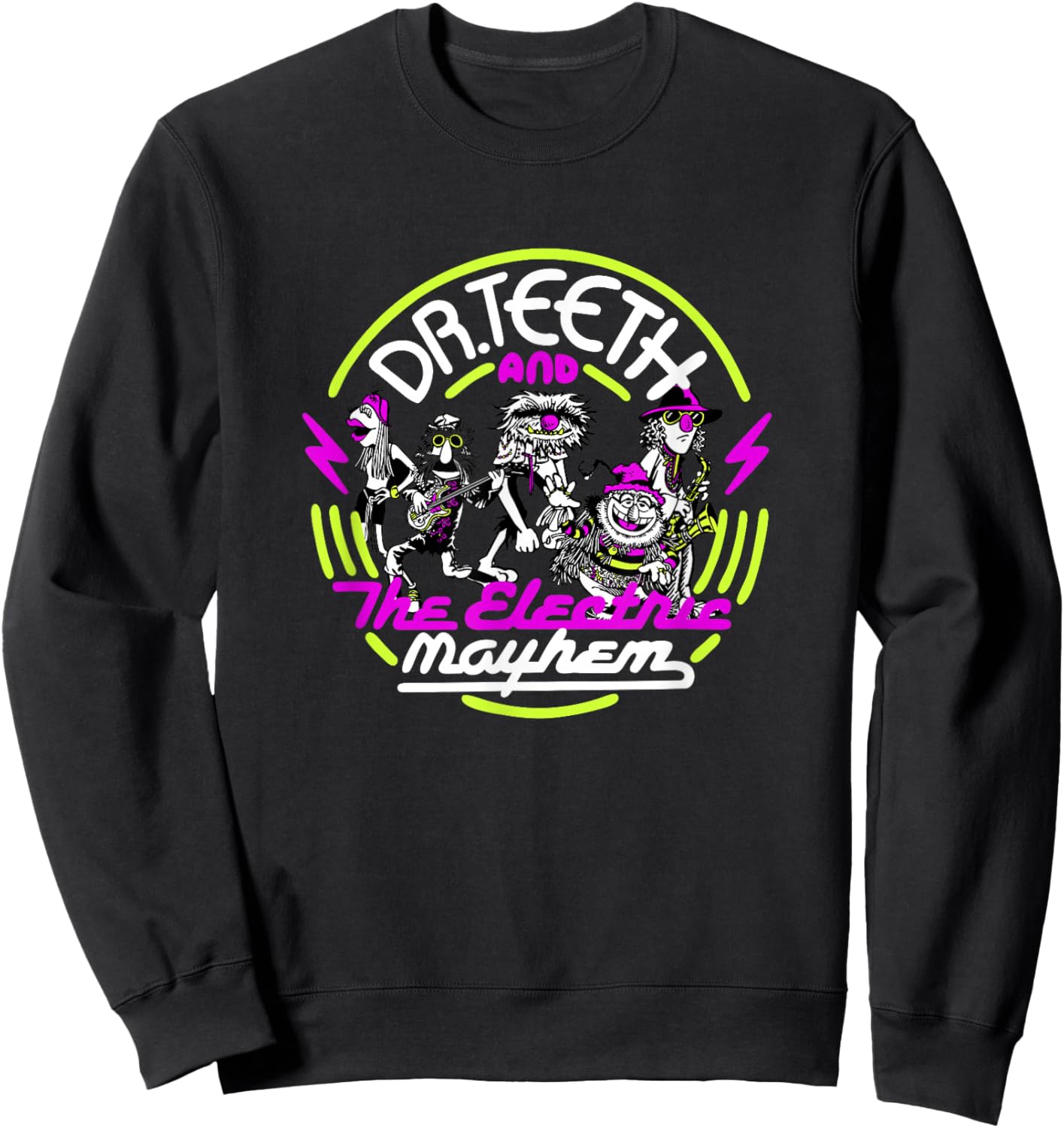 Disney The Muppets Dr. Teeth & Electric Mayhem Neon Sign Sweatshirt - Sweatshirt | Black