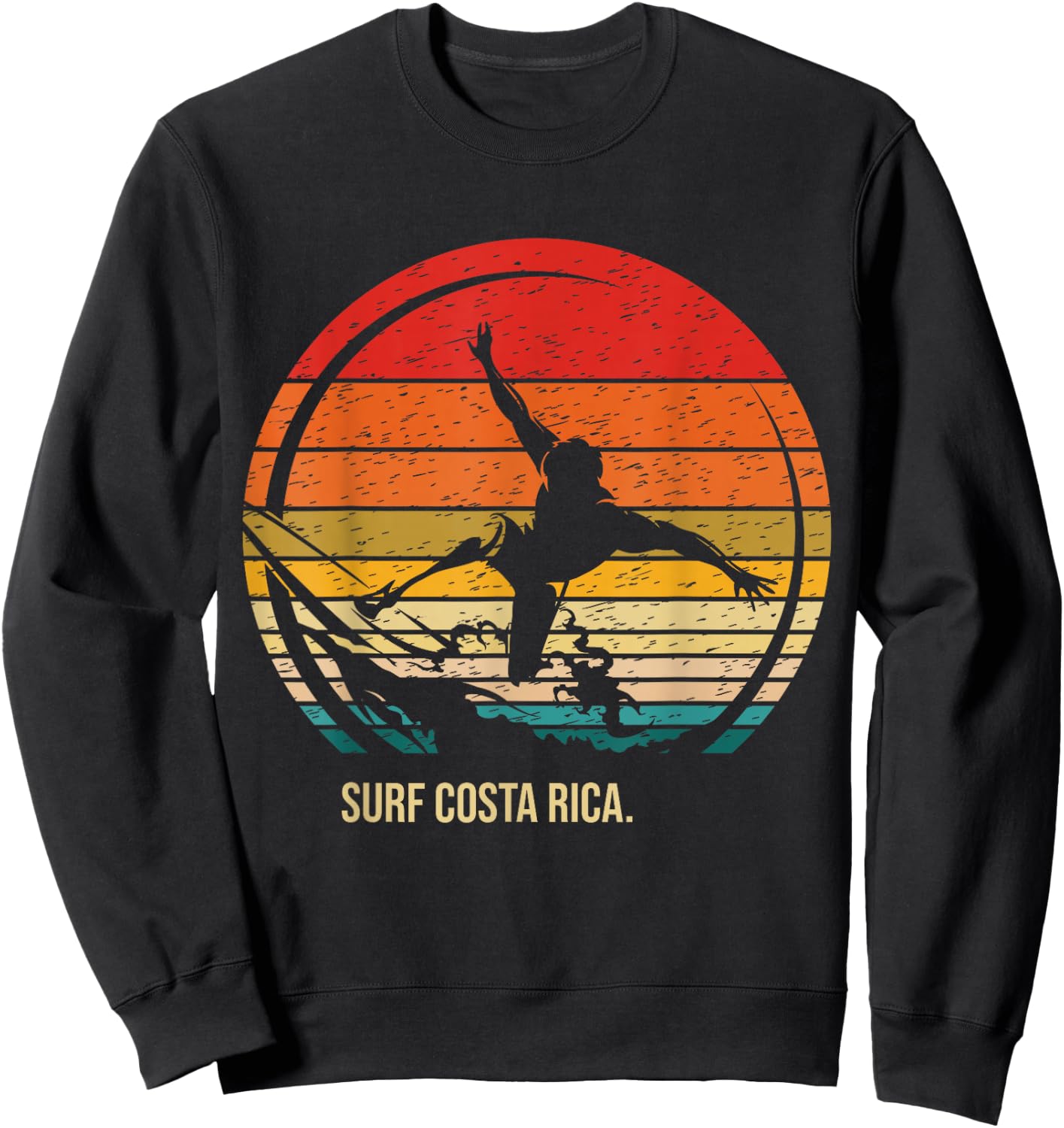 Vintage Surf Costa Rica Retro Surfer Surfing Sweatshirt - Sweatshirt | Black