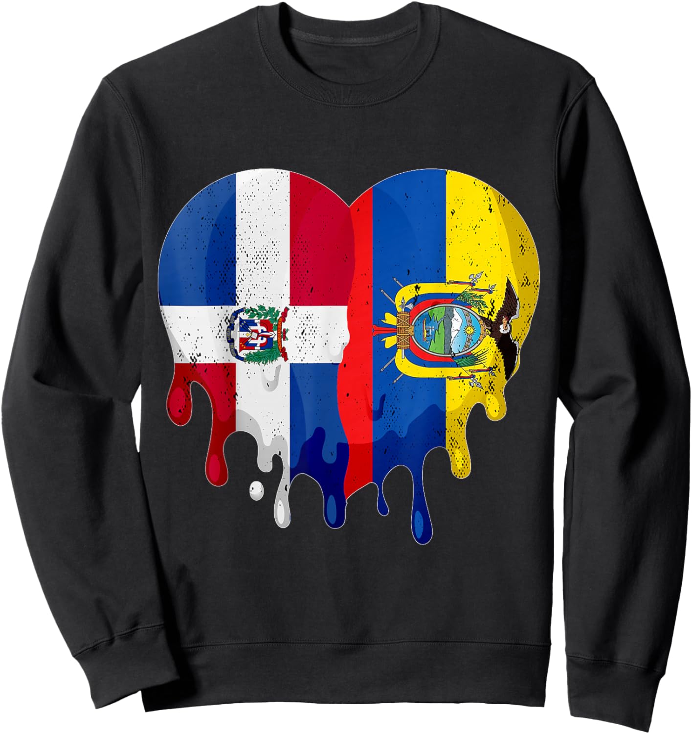 Dominican Republic Ecuador Flag Heart Citizen Patriot Sweatshirt - Sweatshirt | Black