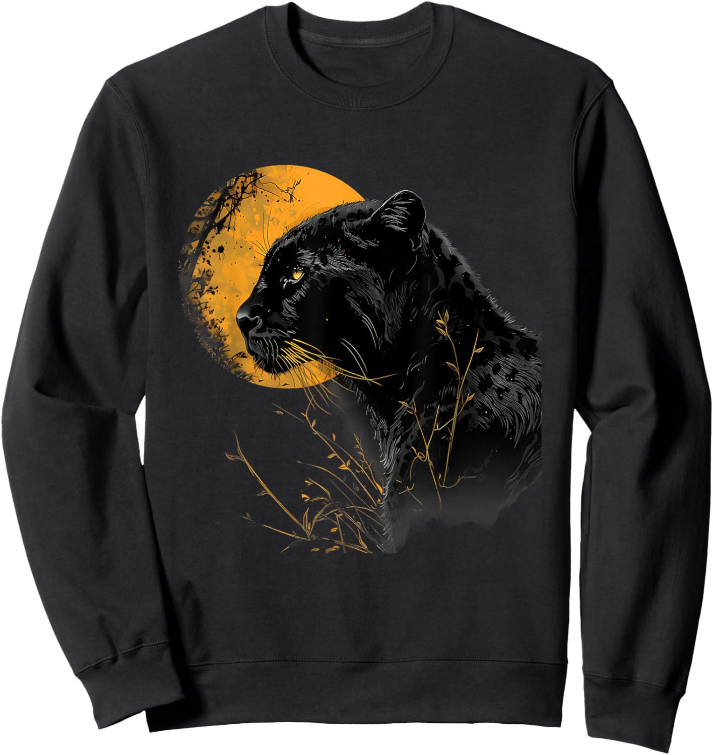 Panther Moon Panther Lover Portrait Tropical Animal Art Sweatshirt - Sweatshirt | Black